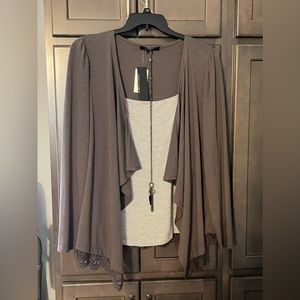 Heart & Soul 3 Piece Cami, Gray Cardigan, Necklace Size 2X Women’s Plus NEW